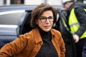 Rachida Dati visits La Courneuve Six Routes station construction site