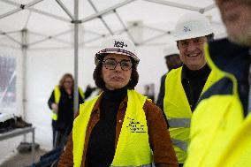 Rachida Dati visits La Courneuve Six Routes station construction site