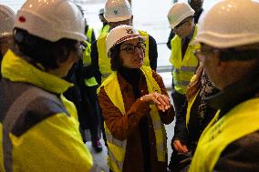 Rachida Dati visits La Courneuve Six Routes station construction site