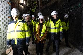 Rachida Dati visits La Courneuve Six Routes station construction site