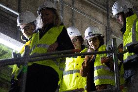 Rachida Dati visits La Courneuve Six Routes station construction site