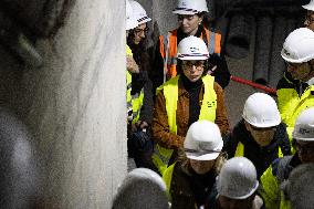 Rachida Dati visits La Courneuve Six Routes station construction site
