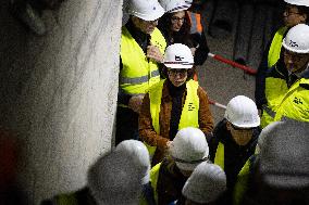 Rachida Dati visits La Courneuve Six Routes station construction site