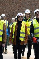 Rachida Dati visits La Courneuve Six Routes station construction site