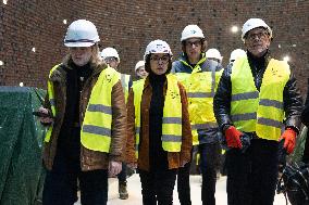 Rachida Dati visits La Courneuve Six Routes station construction site