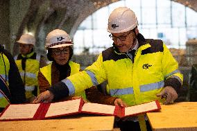 Rachida Dati visits La Courneuve Six Routes station construction site
