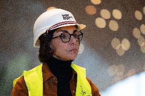 Rachida Dati visits La Courneuve Six Routes station construction site