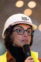 Rachida Dati visits La Courneuve Six Routes station construction site