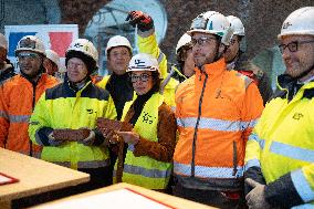 Rachida Dati visits La Courneuve Six Routes station construction site
