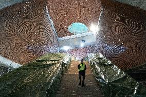Rachida Dati visits La Courneuve Six Routes station construction site