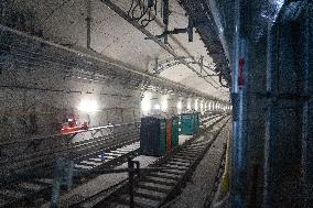 Rachida Dati visits La Courneuve Six Routes station construction site