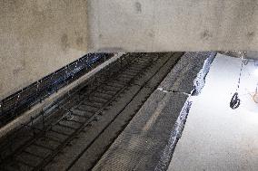 Rachida Dati visits La Courneuve Six Routes station construction site