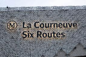 Rachida Dati visits La Courneuve Six Routes station construction site