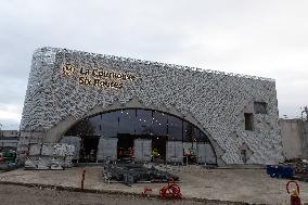 Rachida Dati visits La Courneuve Six Routes station construction site