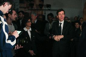 Rachida Dati and Edouard Geffray visit a cinema and a high school in Creteil near Paris FA