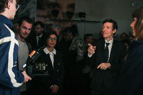 Rachida Dati and Edouard Geffray visit a cinema and a high school in Creteil near Paris FA