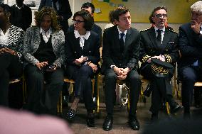 Rachida Dati and Edouard Geffray visit a cinema and a high school in Creteil near Paris FA
