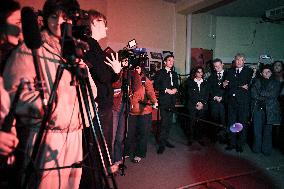 Rachida Dati and Edouard Geffray visit a cinema and a high school in Creteil near Paris FA