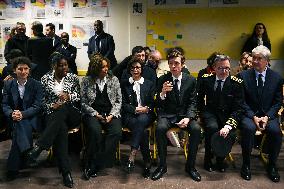 Rachida Dati and Edouard Geffray visit a cinema and a high school in Creteil near Paris FA