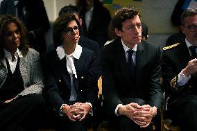 Rachida Dati and Edouard Geffray visit a cinema and a high school in Creteil near Paris FA