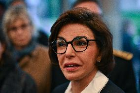 Rachida Dati and Edouard Geffray visit a cinema and a high school in Creteil near Paris FA