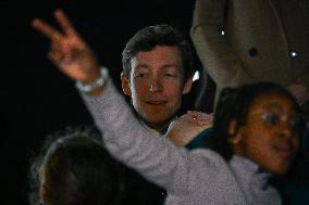 Rachida Dati and Edouard Geffray visit a cinema and a high school in Creteil near Paris FA
