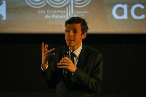 Rachida Dati and Edouard Geffray visit a cinema and a high school in Creteil near Paris FA