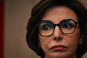 Rachida Dati and Edouard Geffray visit a cinema and a high school in Creteil near Paris FA