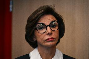 Rachida Dati and Edouard Geffray visit a cinema and a high school in Creteil near Paris FA