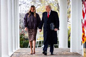 President Trump pardons turkey in the Rose Garden of the White House