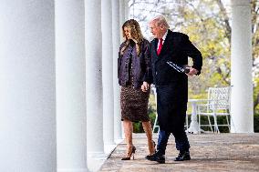 President Trump pardons turkey in the Rose Garden of the White House