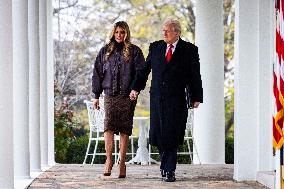 President Trump pardons turkey in the Rose Garden of the White House