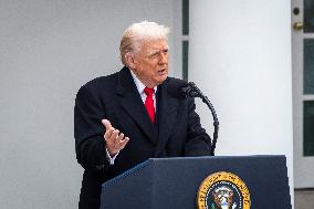 President Trump pardons turkey in the Rose Garden of the White House