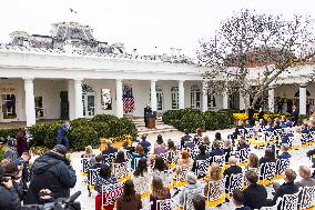 President Trump pardons turkey in the Rose Garden of the White House
