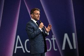 President Macron At Adopt IA - Paris