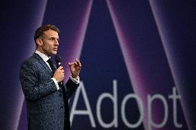 President Macron At Adopt IA - Paris