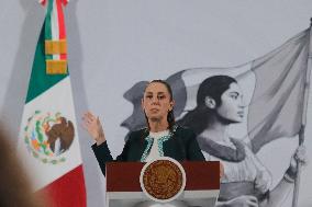 Mexican President Claudia Sheinbaum Holds Briefing Conference - Mexico