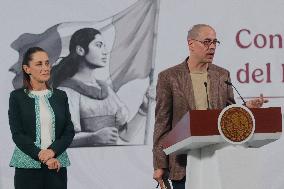 Mexican President Claudia Sheinbaum Holds Briefing Conference - Mexico