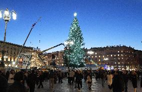 Christmas Tree Lights Up in Milan - Italy