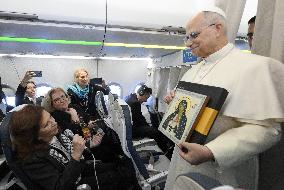 Pope Leo XIV On The Plane To Turkey