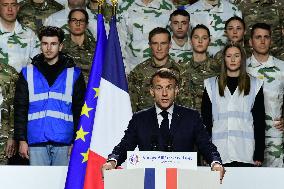 Macron Visits The 27th Mountain Infantry Brigade - Varces