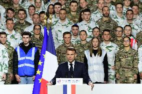 Macron Visits The 27th Mountain Infantry Brigade - Varces