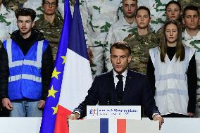 Macron Visits The 27th Mountain Infantry Brigade - Varces