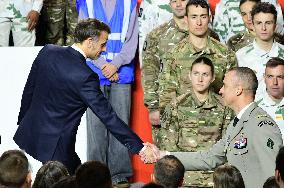 Macron Visits The 27th Mountain Infantry Brigade - Varces
