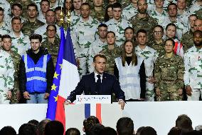 Macron Visits The 27th Mountain Infantry Brigade - Varces