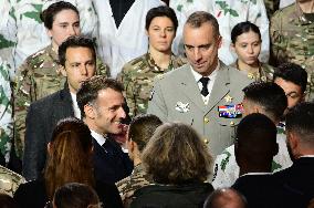 Macron Visits The 27th Mountain Infantry Brigade - Varces