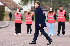 Macron Visits The 27th Mountain Infantry Brigade - Varces