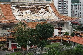 Roof Partially Collapses at Sin Ming Buddhist Monastery - Singapore