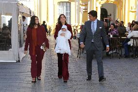 Francisco Rivera and Lourdes Montes Baptize Their Son Nicolas - Seville