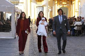 Francisco Rivera and Lourdes Montes Baptize Their Son Nicolas - Seville